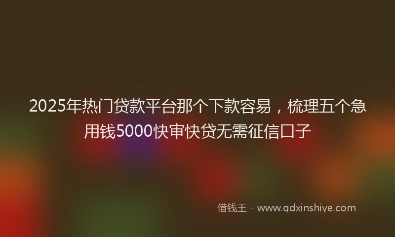 2025年热门贷款平台那个下款容易,梳理五个急用钱5000快审快贷无需征信口子