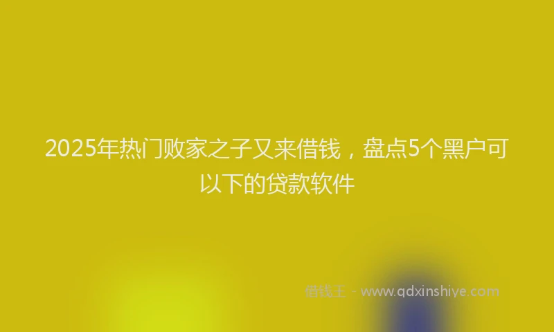 2025年热门败家之子又来借钱，盘点5个黑户可以下的贷款软件