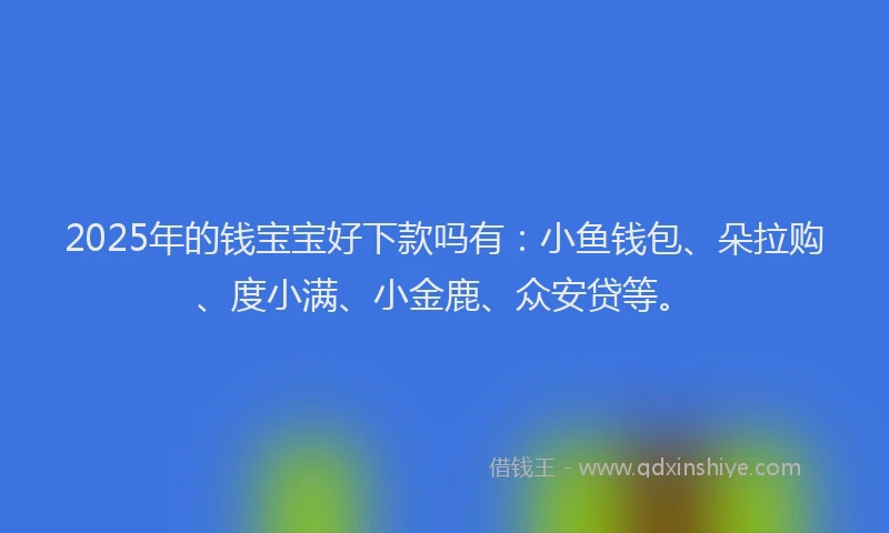 2025年的钱宝宝好下款吗有:小鱼钱包、朵拉购、度小满、小金鹿、众安贷等。