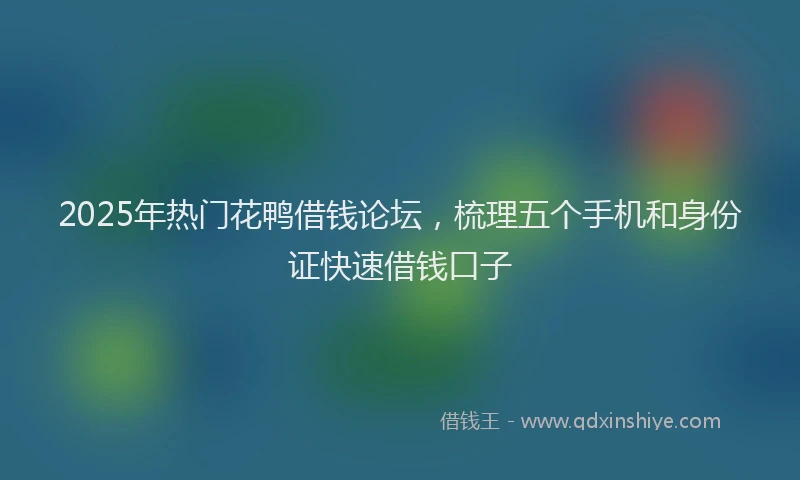 2025年热门花鸭借钱论坛，梳理五个手机和身份证快速借钱口子
