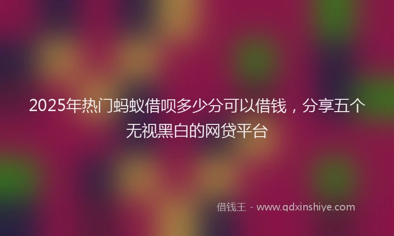 2025年热门蚂蚁借呗多少分可以借钱，分享五个无视黑白的网贷平台