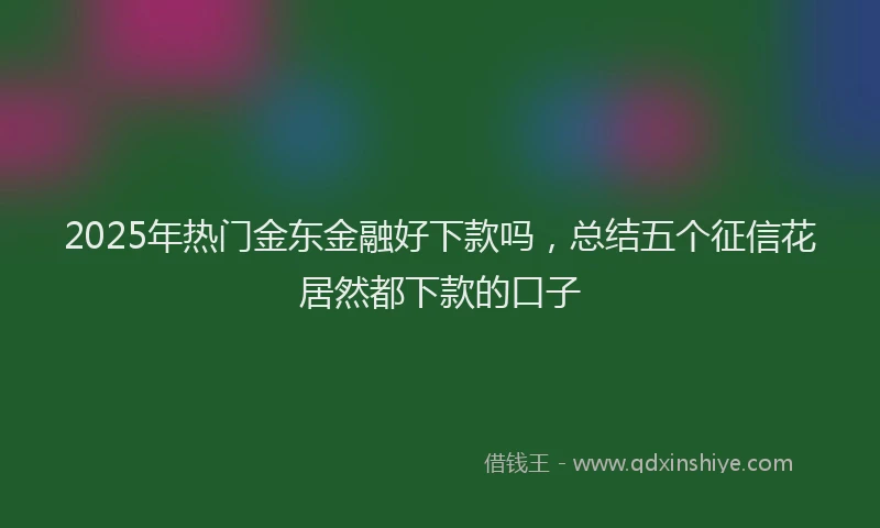 2025年热门金东金融好下款吗，总结五个征信花居然都下款的口子