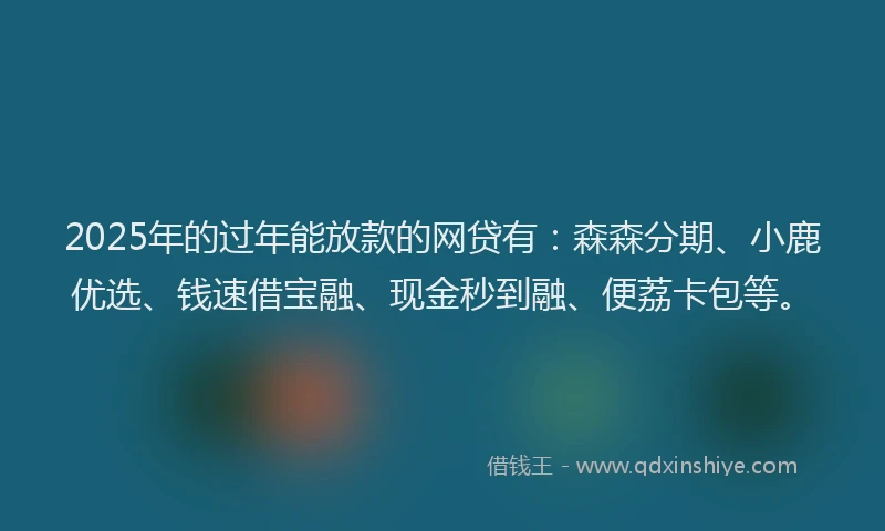 2025年的过年能放款的网贷有:森森分期、小鹿优选、钱速借宝融、现金秒到融、便荔卡包等。