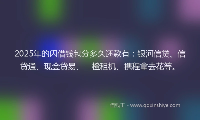 2025年的闪借钱包分多久还款有：银河信贷、信贷通、现金贷易、一橙租机、携程拿去花等。