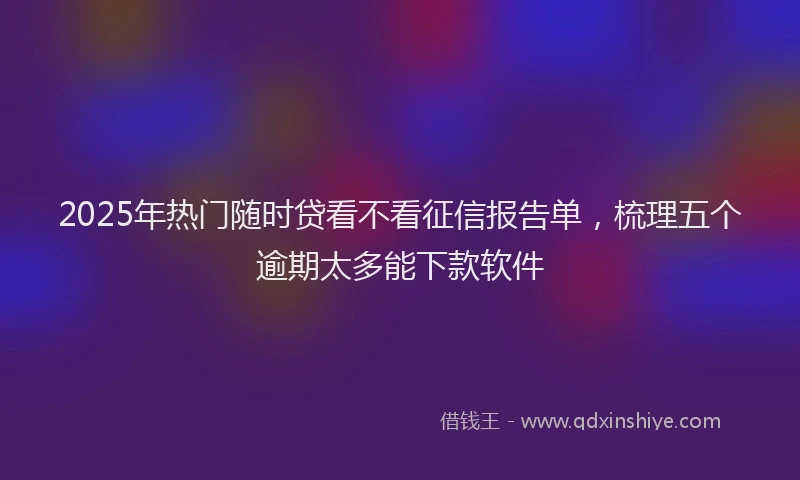 2025年热门随时贷看不看征信报告单，梳理五个逾期太多能下款软件