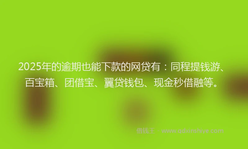 2025年的逾期也能下款的网贷有:同程提钱游、百宝箱、团借宝、翼贷钱包、现金秒借融等。
