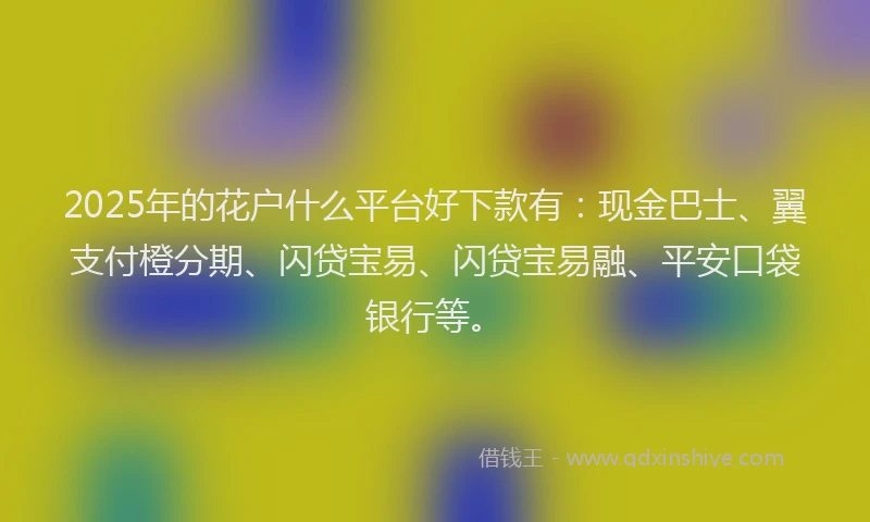 2025年的花户什么平台好下款有：现金巴士、翼支付橙分期、闪贷宝易、闪贷宝易融、平安口袋银行等。