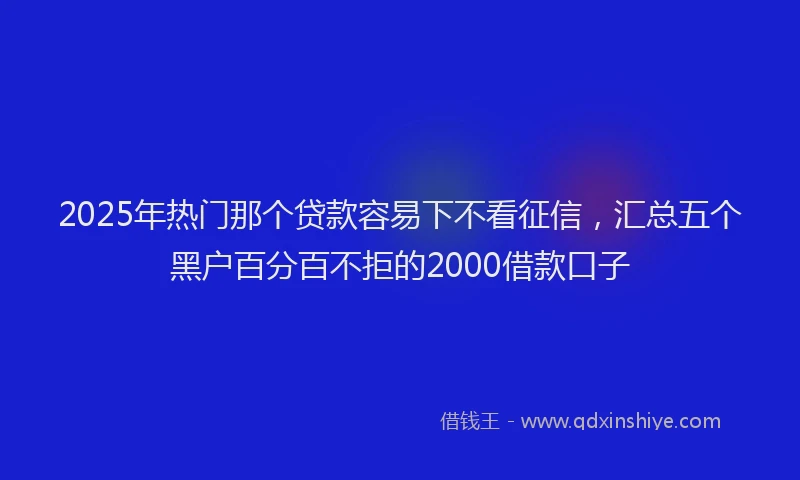 2025年热门那个贷款容易下不看征信，汇总五个黑户百分百不拒的2000借款口子