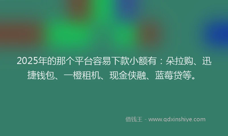 2025年的那个平台容易下款小额有：朵拉购、迅捷钱包、一橙租机、现金侠融、蓝莓贷等。