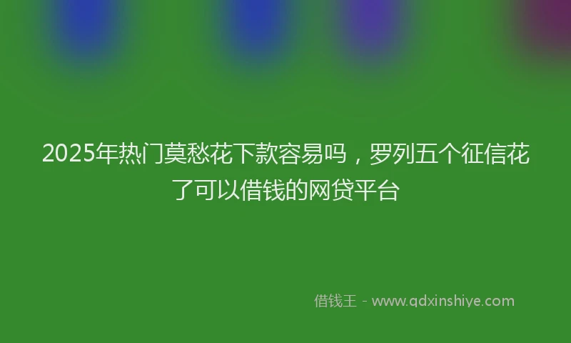 2025年热门莫愁花下款容易吗,罗列五个征信花了可以借钱的网贷平台