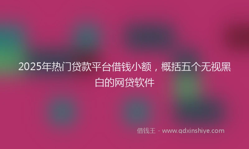 2025年热门贷款平台借钱小额,概括五个无视黑白的网贷软件