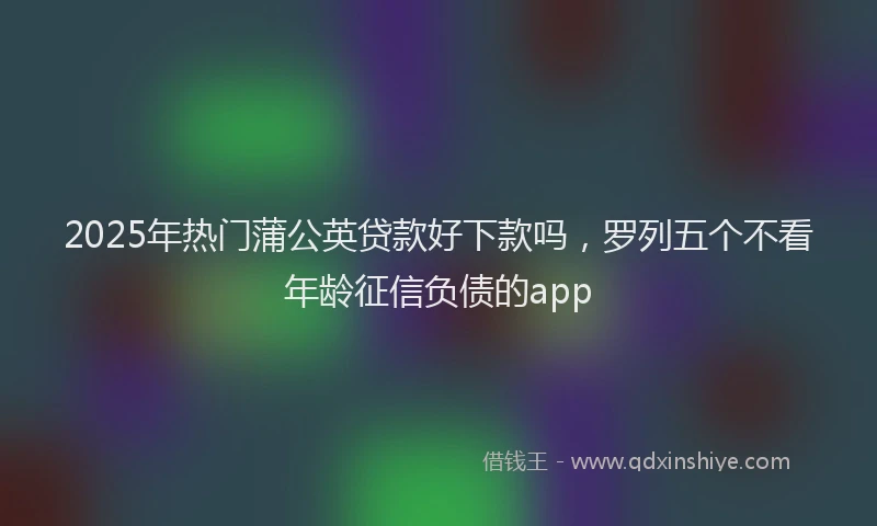 2025年热门蒲公英贷款好下款吗，罗列五个不看年龄征信负债的app