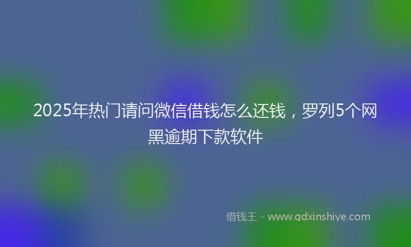 2025年热门请问微信借钱怎么还钱，罗列5个网黑逾期下款软件