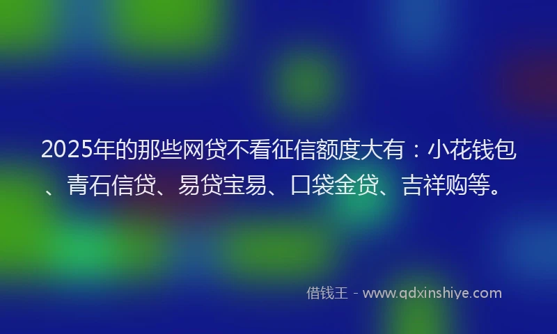 2025年的那些网贷不看征信额度大有:小花钱包、青石信贷、易贷宝易、口袋金贷、吉祥购等。