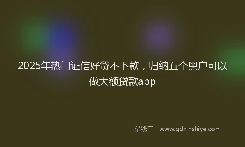 2025年热门证信好贷不下款，归纳五个黑户可以做大额贷款app