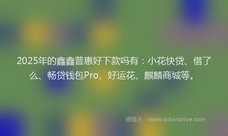 2025年的鑫鑫普惠好下款吗有：小花快贷、借了么、畅贷钱包Pro、好运花、麒麟商城等。