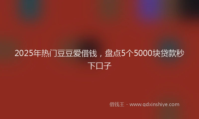 2025年热门豆豆爱借钱，盘点5个5000块贷款秒下口子