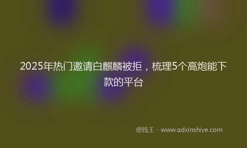 2025年热门邀请白麒麟被拒，梳理5个高炮能下款的平台
