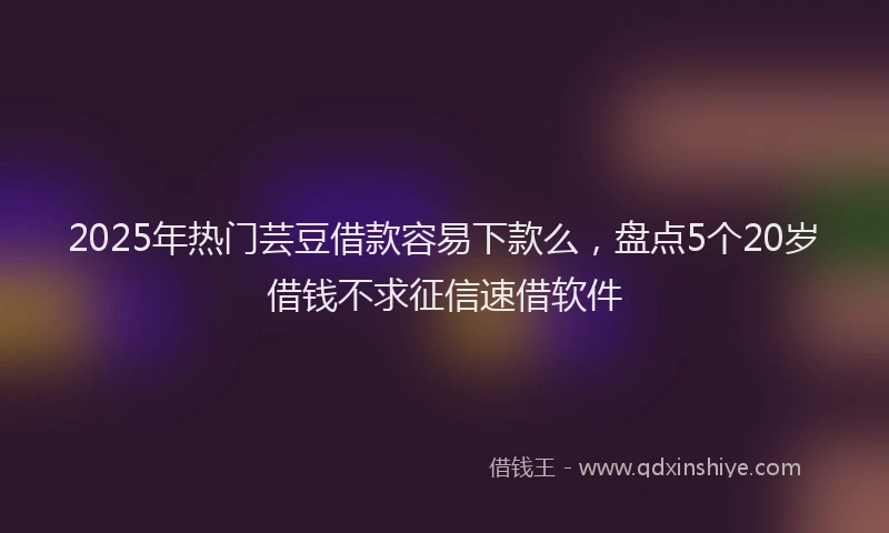 2025年热门芸豆借款容易下款么,盘点5个20岁借钱不求征信速借软件