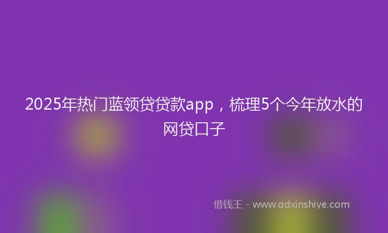 2025年热门蓝领贷贷款app，梳理5个今年放水的网贷口子