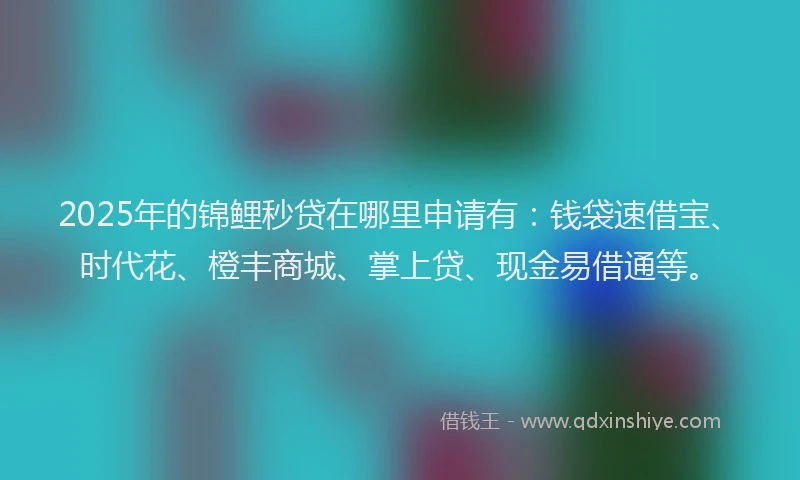 2025年的锦鲤秒贷在哪里申请有：钱袋速借宝、时代花、橙丰商城、掌上贷、现金易借通等。