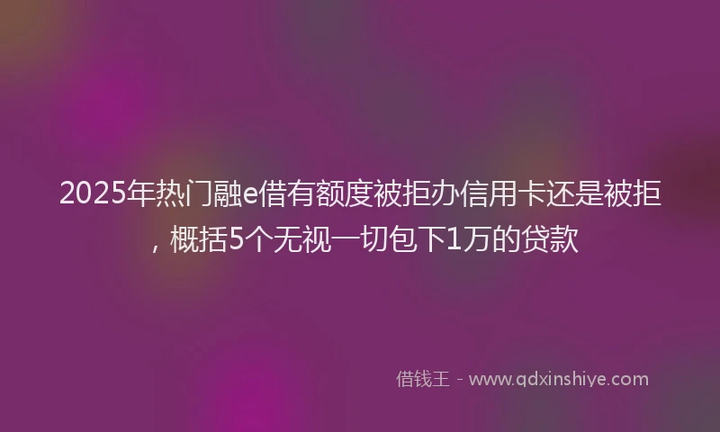 2025年热门融e借有额度被拒办信用卡还是被拒，概括5个无视一切包下1万的贷款