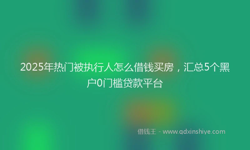 2025年热门被执行人怎么借钱买房，汇总5个黑户0门槛贷款平台