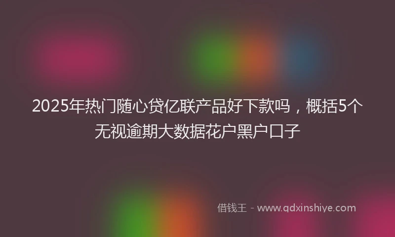 2025年热门随心贷亿联产品好下款吗，概括5个无视逾期大数据花户黑户口子
