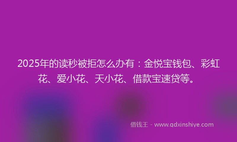 2025年的读秒被拒怎么办有：金悦宝钱包、彩虹花、爱小花、天小花、借款宝速贷等。