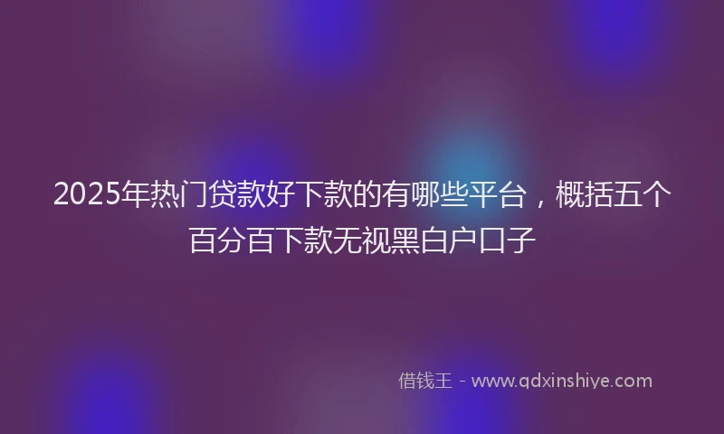 2025年热门贷款好下款的有哪些平台,概括五个百分百下款无视黑白户口子