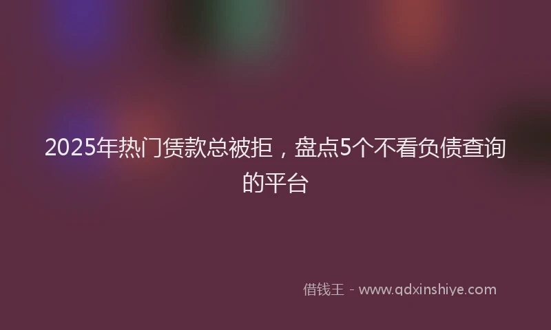 2025年热门赁款总被拒,盘点5个不看负债查询的平台