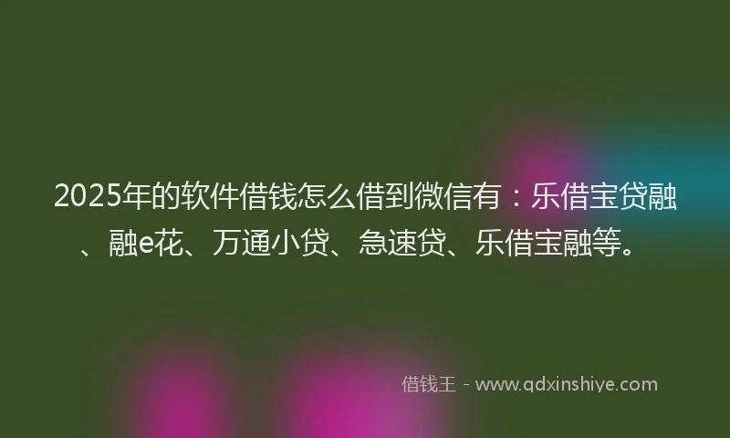 2025年的软件借钱怎么借到微信有：乐借宝贷融、融e花、万通小贷、急速贷、乐借宝融等。