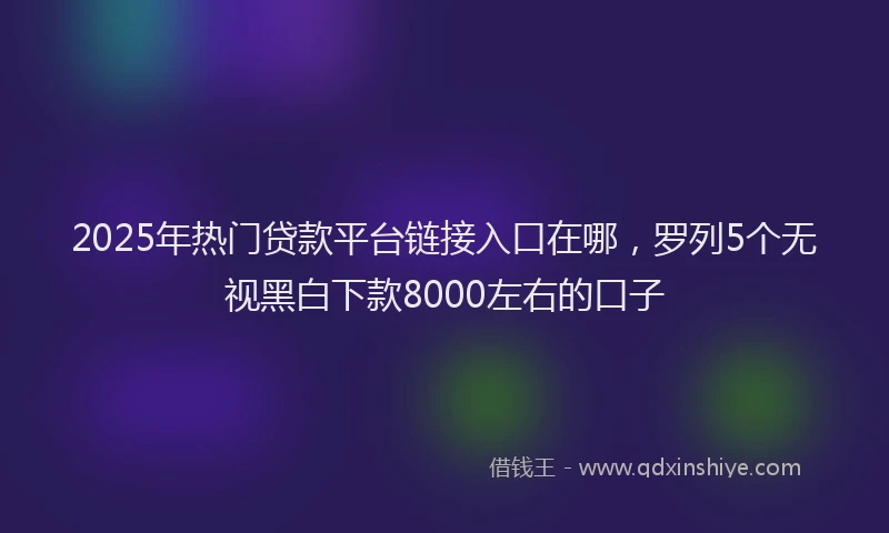 2025年热门贷款平台链接入口在哪,罗列5个无视黑白下款8000左右的口子