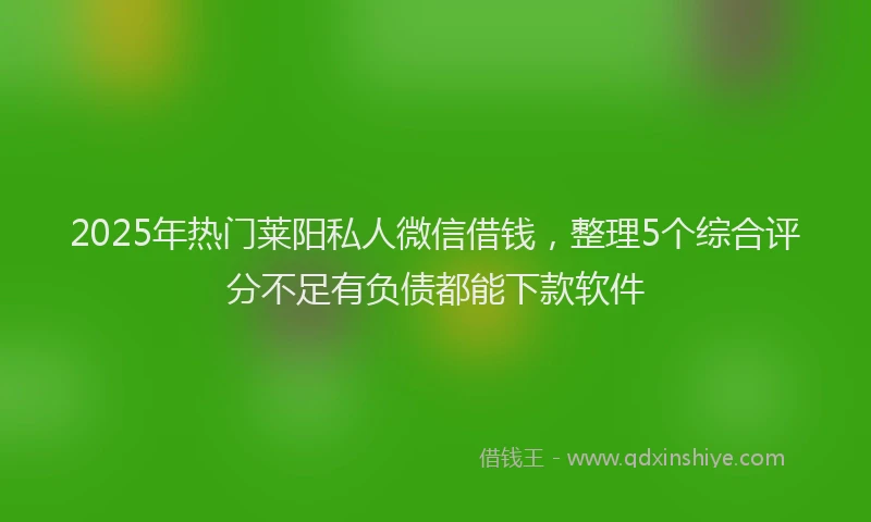 2025年热门莱阳私人微信借钱,整理5个综合评分不足有负债都能下款软件