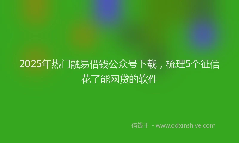 2025年热门融易借钱公众号下载，梳理5个征信花了能网贷的软件