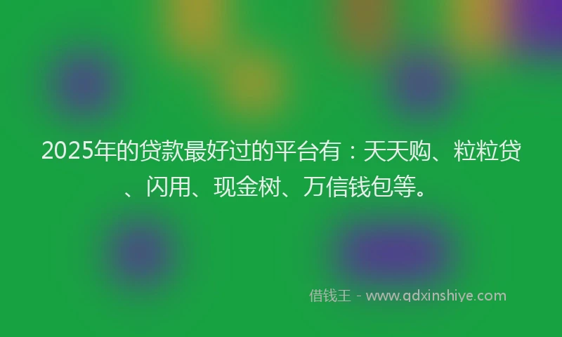 2025年的贷款最好过的平台有:天天购、粒粒贷、闪用、现金树、万信钱包等。
