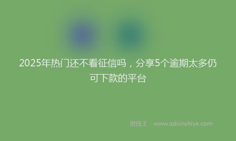 2025年热门还不看征信吗，分享5个逾期太多仍可下款的平台