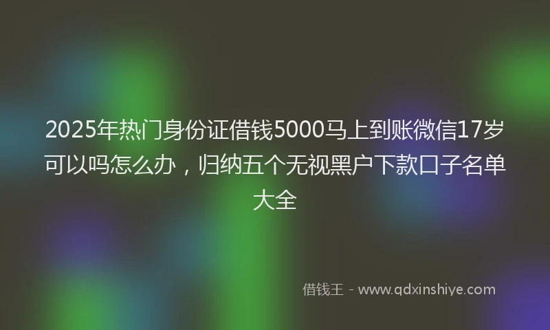 2025年热门身份证借钱5000马上到账微信17岁可以吗怎么办，归纳五个无视黑户下款口子名单大全
