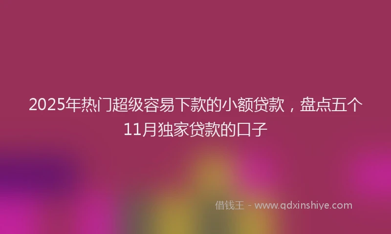 2025年热门超级容易下款的小额贷款，盘点五个11月独家贷款的口子