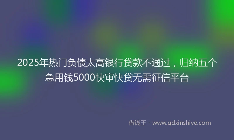2025年热门负债太高银行贷款不通过，归纳五个急用钱5000快审快贷无需征信平台