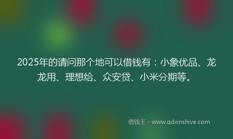 2025年的请问那个地可以借钱有：小象优品、龙龙用、理想给、众安贷、小米分期等。