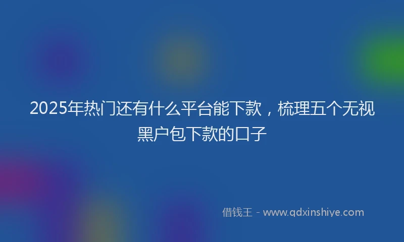 2025年热门还有什么平台能下款,梳理五个无视黑户包下款的口子
