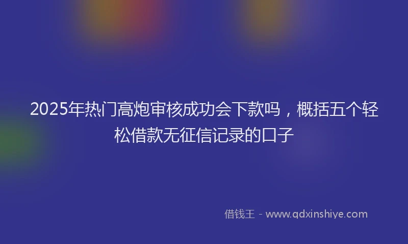 2025年热门高炮审核成功会下款吗，概括五个轻松借款无征信记录的口子