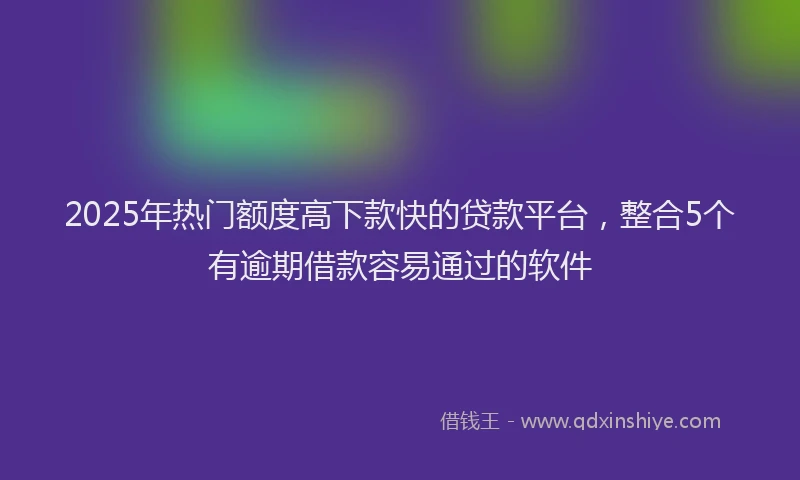 2025年热门额度高下款快的贷款平台，整合5个有逾期借款容易通过的软件
