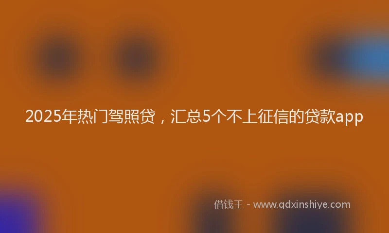 2025年热门驾照贷，汇总5个不上征信的贷款app
