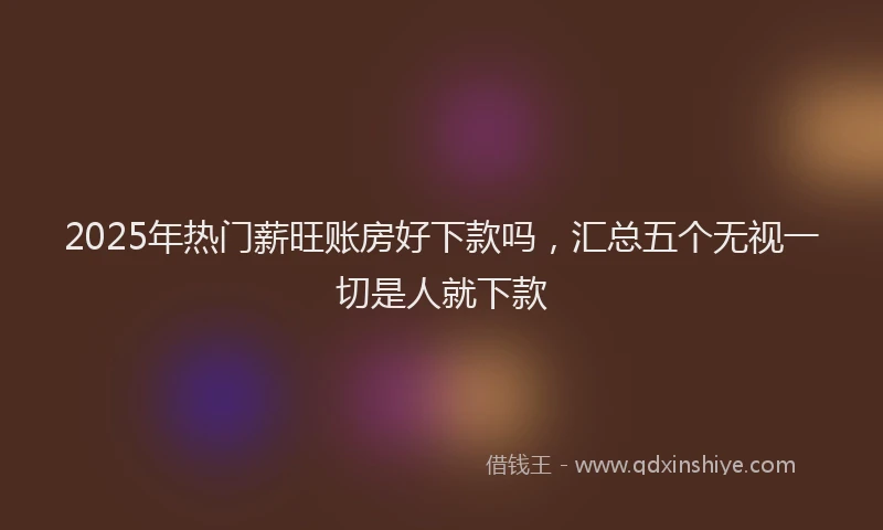 2025年热门薪旺账房好下款吗，汇总五个无视一切是人就下款