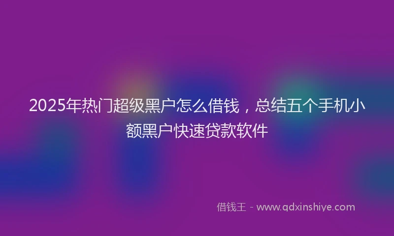 2025年热门超级黑户怎么借钱，总结五个手机小额黑户快速贷款软件