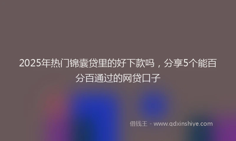 2025年热门锦囊贷里的好下款吗，分享5个能百分百通过的网贷口子