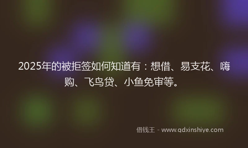 2025年的被拒签如何知道有：想借、易支花、嗨购、飞鸟贷、小鱼免审等。