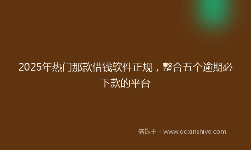 2025年热门那款借钱软件正规,整合五个逾期必下款的平台